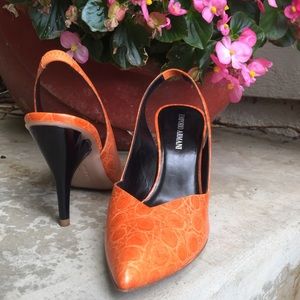 NEW Emporio Armani Embossed Slingback Heel sz 37